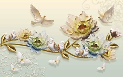 Download file gốc Tranh hoa nổi 3D - Tranh hoa dán tường 3D #74 (in mica) 3D