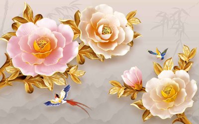 File in trần Tranh hoa nổi 3D - Tranh hoa dán tường 3D #83 (bản gốc) đại dương