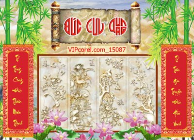 File in mica Tranh phòng thờ, bàn thờ, mâm ngũ quả file PSD 15087 (bản gốc) làm vách ngăn