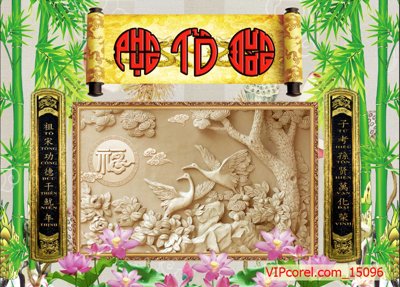 Tệp tin gốc Tranh phòng thờ, bàn thờ, mâm ngũ quả file PSD 15096 (dùng cho in ấn) chuyên nghiệp