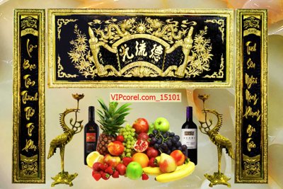 Tải file gốc Tranh phòng thờ, bàn thờ, mâm ngũ quả file PSD 15101 (in khổ lớn) không mờ