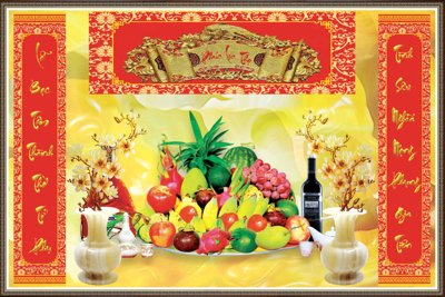 File gốc Tranh phòng thờ, bàn thờ, mâm ngũ quả file PSD 15115 (PNG) nền trong suốt