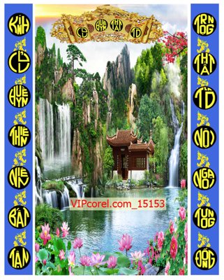 Download file gốc Tranh phòng thờ, bàn thờ, mâm ngũ quả file PSD 15153 (in mica) trang trí