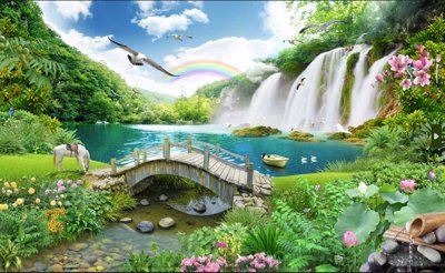 File tranh Tranh phong cảnh Sơn Thủy Hữu Tình đẹp #23 (bản gốc) in lụa 3D