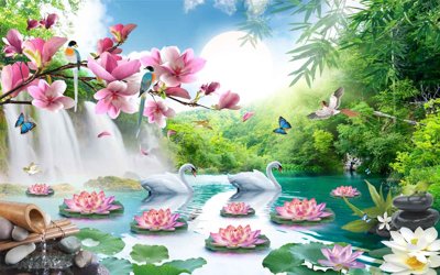 Tải file Tranh phong cảnh Sơn Thủy Hữu Tình đẹp #28 (ảnh gốc) in tranh kính