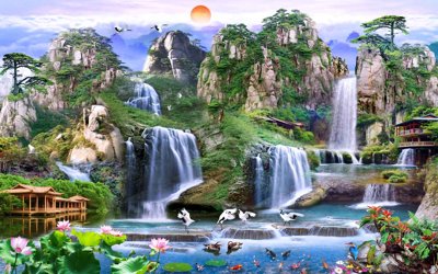 Tải về file gốc Tranh phong cảnh Sơn Thủy Hữu Tình đẹp #47 (dùng cho in quảng cáo)