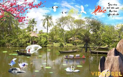 File gốc Tranh phong thủy 3D - phong cảnh sơn thủy hữu tình #15 (PNG) không nền chất lượng