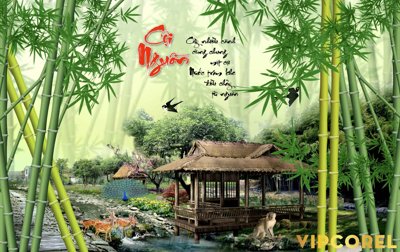 File gốc Tranh phong thủy 3D - phong cảnh sơn thủy hữu tình #18 (in mica) trang trí