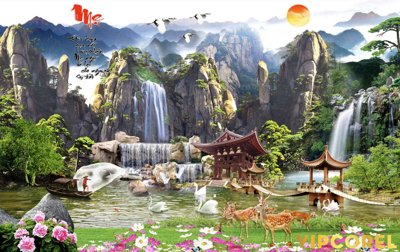 Tải file Tranh phong thủy 3D - phong cảnh sơn thủy hữu tình #52 (gốc) làm tranh treo tường