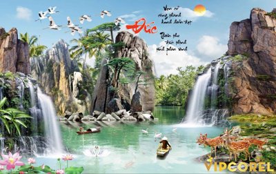 Mua file gốc Tranh phong thủy 3D - phong cảnh sơn thủy hữu tình #55 (chất lượng) tại Filetranh.com