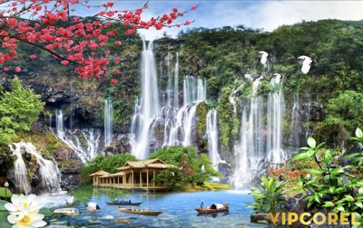 File PSD Tranh phong thủy 3D - phong cảnh sơn thủy hữu tình #57 (chất lượng in ấn)