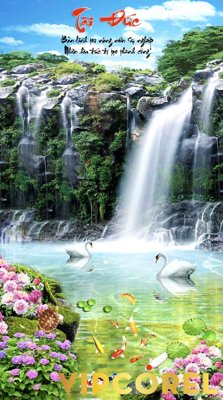File ảnh Tranh phong thủy 3D - phong cảnh sơn thủy hữu tình #73 (gốc) in biển hiệu