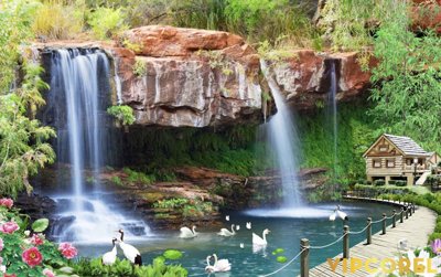 File gốc Tranh phong thủy 3D - phong cảnh sơn thủy hữu tình #86 (in lụa) cao cấp