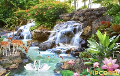 Chi tiết file gốc Tranh phong thủy 3D - phong cảnh sơn thủy hữu tình #87 (cho in tráng gương)