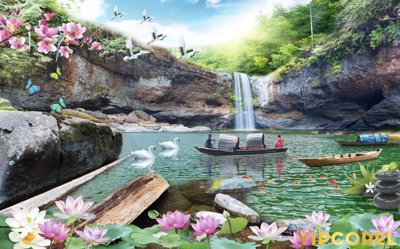 File gốc Tranh phong thủy 3D - phong cảnh sơn thủy hữu tình #91 cho in ấn và thiết kế