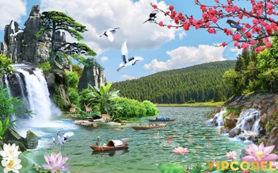 File PSD Tranh phong thủy 3D - phong cảnh sơn thủy hữu tình #98 (bản gốc) đã tách nền