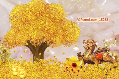 Download file gốc Tranh tài lộc - Tranh tường 3D file PSD 15258 (in mica) trong suốt