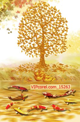 File ảnh gốc Tranh tài lộc - Tranh tường 3D file PSD 15263 không vỡ nét