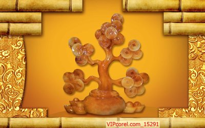 Tải file Tranh tài lộc - Tranh tường 3D file PSD 15291 (ảnh gốc) in tráng gương