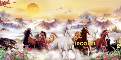 Ảnh gốc Tranh tường Mã Đáo Thành Công - Tranh con ngựa #14 (nét căng) in mica