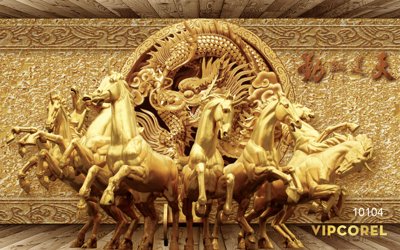 File gốc Tranh tường Mã Đáo Thành Công - Tranh con ngựa #23 (in lụa) tranh phong thủy