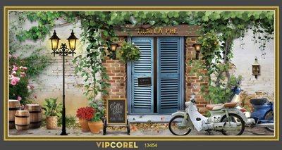 File in trần Tranh tường Tiệm cà phê và hoa dây leo trên tường (bản gốc) trời sao