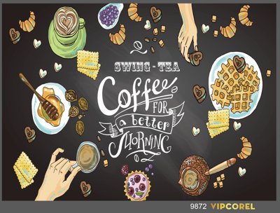 File gốc Tranh tường quán cà phê #09 file in tif (trang trí) phòng làm việc