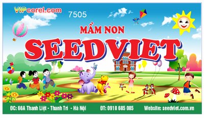 Ảnh gốc Tranh trường mầm non SeeViet - ngày hội đến trường (nét căng) in mica