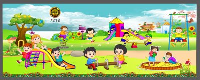 File tranh Tranh vui chơi cầu trượt trang trí trường học (ảnh gốc) độ nét vượt trội