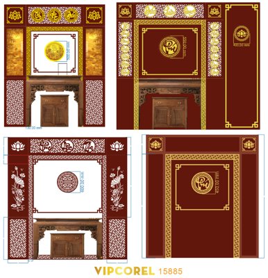 File in trần Vách CNC ốp tường sau bàn thờ #106 file corel (bản gốc) mây trời