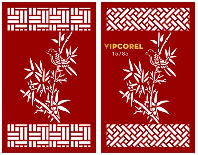 Chi tiết file gốc Vách ngăn CNC phòng thờ #19 - cây tre và chim (cho in tráng gương)