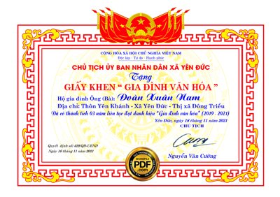 File in ấn chuyên nghiệp [VIP] GIẤY KHEN "GIA ĐÌNH VĂN HÓA" file CorelDRAW X7 (file gốc)