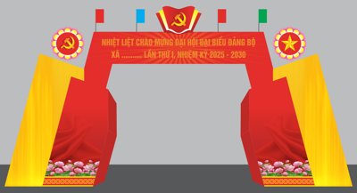 Tải file [Vector] Cổng Chào Đại hội Đảng Bộ 2025-2030 #2 (gốc) chủ đề hoa sen