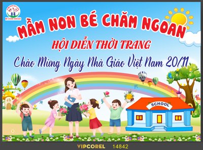 Chi tiết file ảnh Vector Hội diễn thời trang - mầm non bé chăm ngoan sắc nét