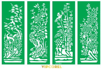 File tranh in trần Vector Vách ngăn CNC tranh tứ quý #2 file corel (ảnh gốc siêu nét)