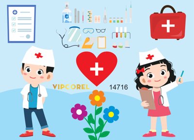 File gốc Vector bé làm bác sĩ file coreldraw x7 (in ấn) không giới hạn