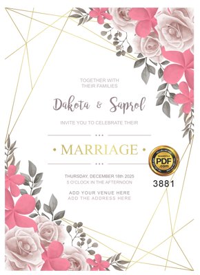 File gốc Vector wedding Invitation #116 file PDF (in tráng gương) hiện đại