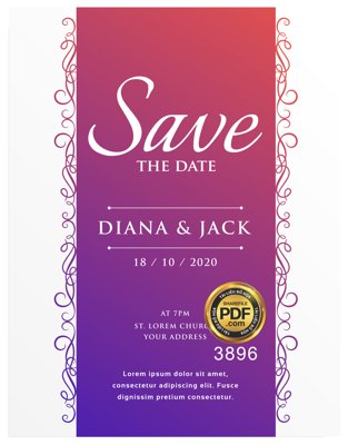 File PSD Vector wedding Invitation #131 file PDF (gốc) tách lớp chi tiết
