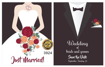 File in trần Vector wedding Invitation #159 file PDF (bản gốc 3D) sống động