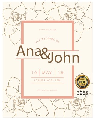 File in trần Vector wedding Invitation #191 file PDF (bản gốc) hoa văn
