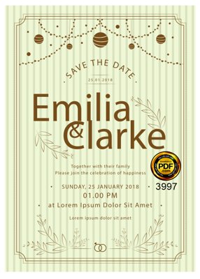 File gốc in ấn Vector wedding Invitation #233 file PDF độ phân giải cao