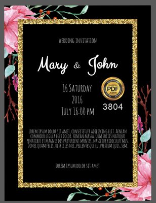 File tranh gốc Vector wedding Invitation #39 file PDF (bản quyền) độc đáo
