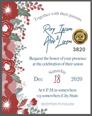 File gốc Vector wedding Invitation #55 file PDF (in mica) làm bảng hiệu