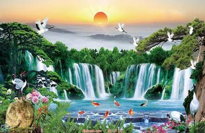 File gốc Tranh phong thủy 17 (in lụa) hoa văn cổ điển