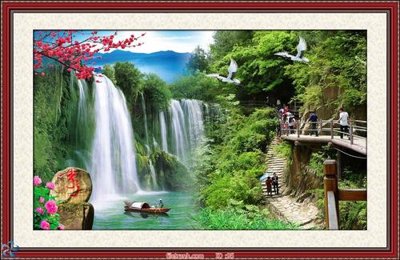 File in trần Tranh phong thủy 95 (file gốc) hoa văn 3D