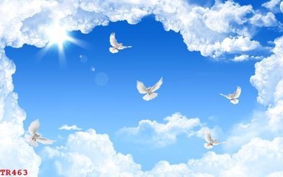 File gốc File tranh trần mây 3d TR463 (phong cách) tối giản