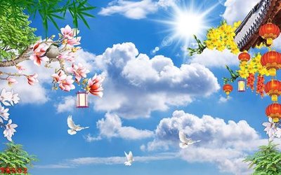 File PSD File tranh trần mây 3d TR502 (chất lượng in ấn)