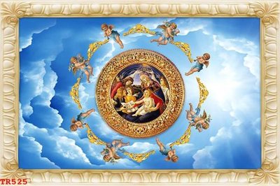 File tranh File tranh trần mây 3d TR525 (gốc) chủ đề tĩnh vật