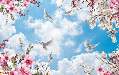 File tranh File tranh trần mây 3d TR634 (ảnh gốc) cho in ấn kỹ thuật số