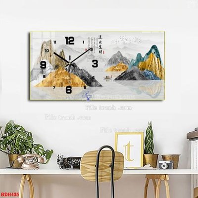 File in ấn File tranh đồng hồ tráng gương BDH435 (bản gốc) cao cấp